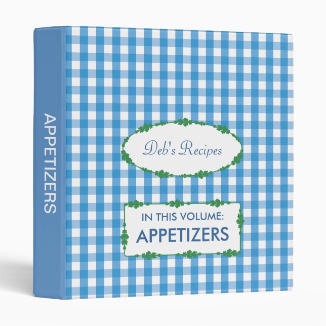 Blue Gingham Check Pattern Binder (Front/Spine)