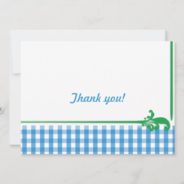 Blue Gingham Check Pattern Invitation (Front)