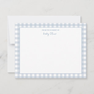 Blue Gingham check Personalized Flat Thank You