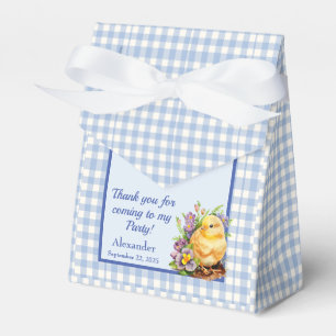 Blue Gingham Chequered Birthday Party Favor Box