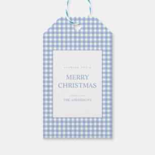 Blue Gingham Christmas Gift Tags