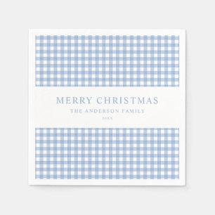 Blue Gingham Christmas Napkin