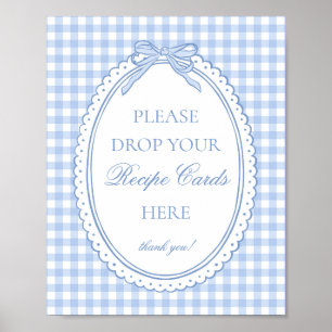 Blue Gingham Coquette Bow Share a Recipe Poster