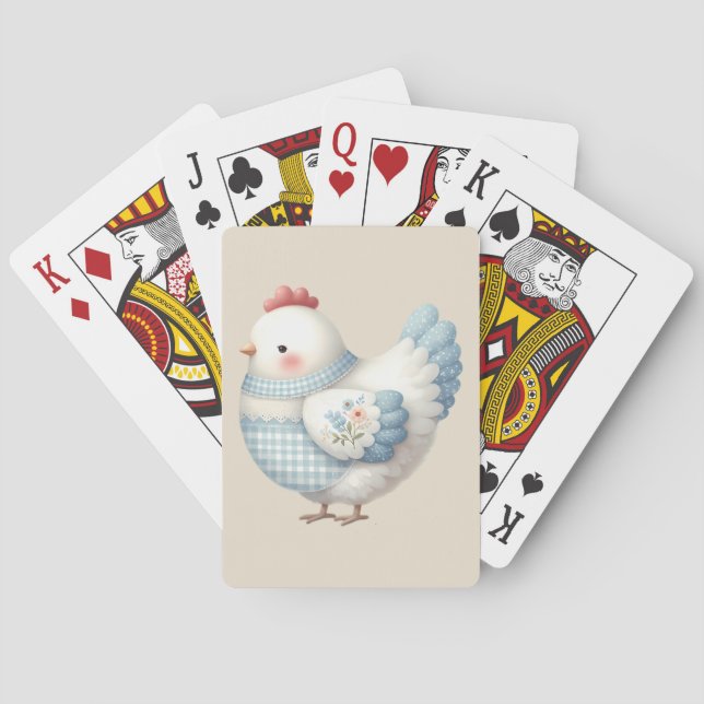 Blue Gingham Cottage Hen Playing Cards (Back)