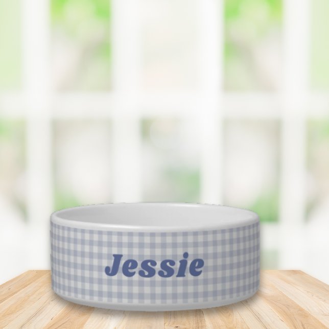 Blue Gingham Custom Name  Bowl (Creator Uploaded)