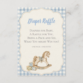 Blue Gingham Diaper Raffle Enclosure Card