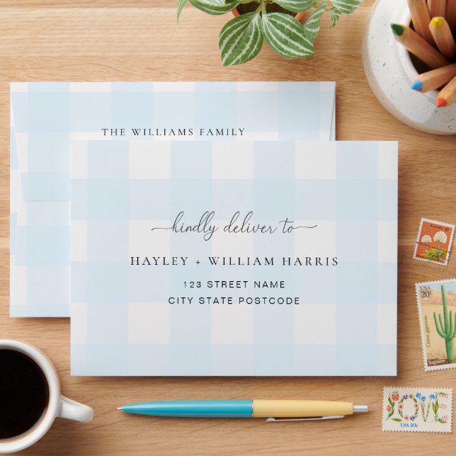 Blue Gingham Envelope (Desk)