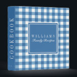 Blue Gingham Family Recipe Cookbook Binder<br><div class="desc">Classic Gingham patterned personalized family recipe cookbook binder!</div>
