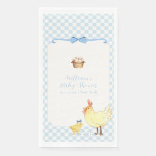 Blue Gingham Farmer Little Chick Boy Baby Shower  Napkin