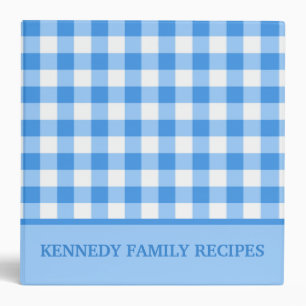 Blue Gingham Farmhouse Kitchen Recipe Personalized Binder