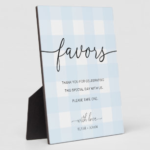 Blue Gingham Favors Sign Plaque