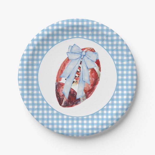 Blue Gingham Football Plates (Front)