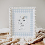 Blue Gingham Golf Baby Shower Cards and Gifts Sign<br><div class="desc">Show friends and family where to leave their cards and gifts with this elegant golf baby shower sign.</div>