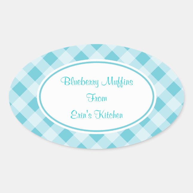 Blue Gingham Kitchen Stickers (Front)