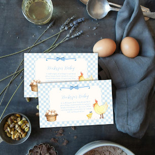 Blue Gingham Little Chick Books For Baby Shower Enclosure Card