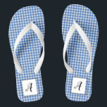 Blue Gingham Monogram Flip Flops<br><div class="desc">Adorable blue gingham with space for your initial</div>