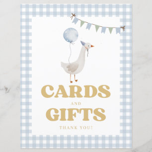 Blue Gingham One Silly Goose Cards and Gifts Sign