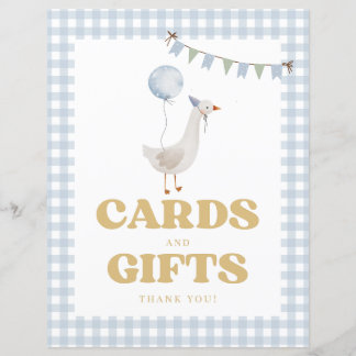 Blue Gingham One Silly Goose Cards and Gifts Sign