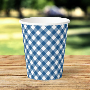Blue Gingham Paper Cups