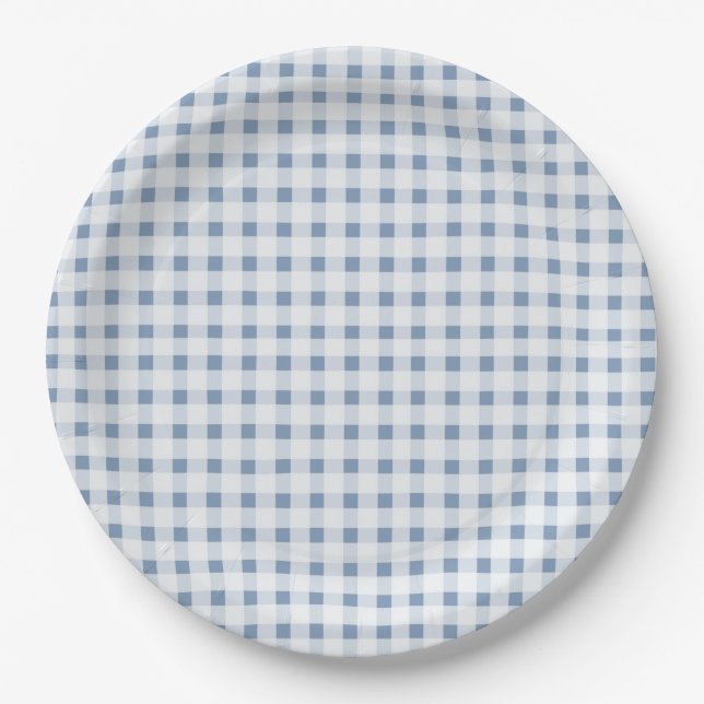 Blue Gingham  Paper Plate (Front)