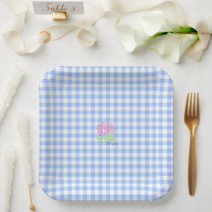 blue gingham paper plates
