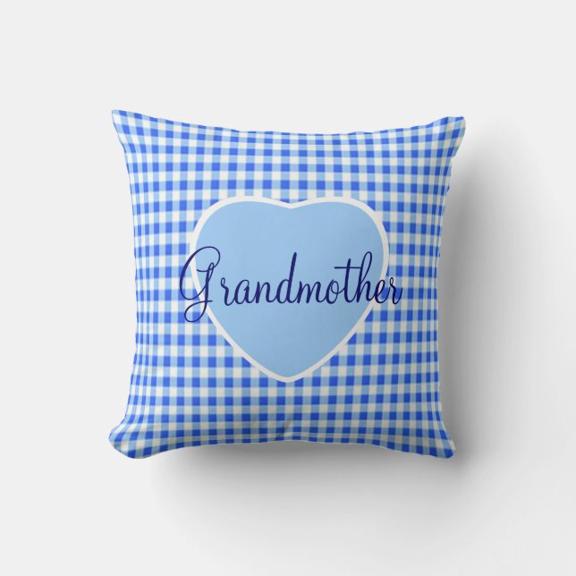 Blue Gingham Pattern Grandmother's Pillow (Front)