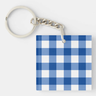 Blue gingham pattern keychain