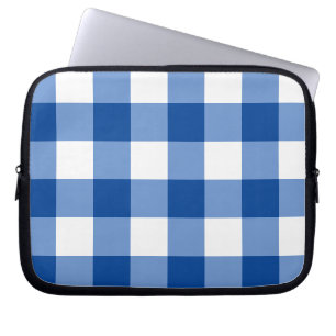 Blue gingham pattern laptop sleeve