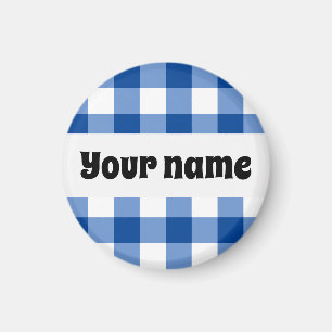 Blue gingham pattern magnet