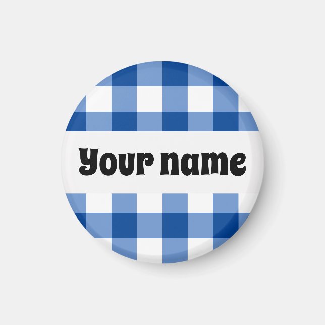 Blue gingham pattern magnet (Front)
