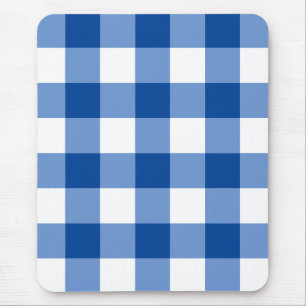 Blue gingham pattern mouse pad
