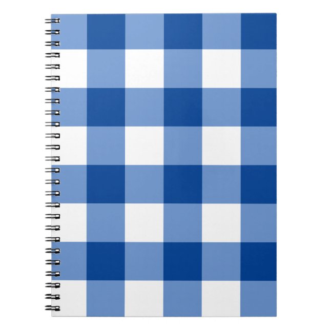 Blue gingham pattern notebook (Front)