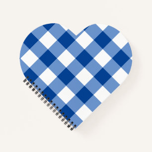 Blue gingham pattern notebook
