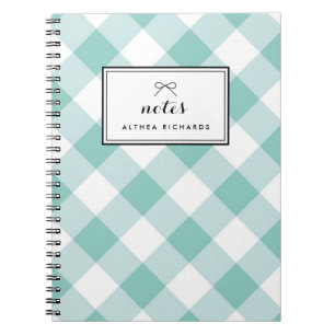 Blue Gingham Pattern Personalized Notebook