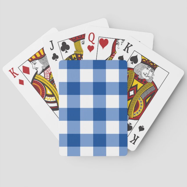 Blue gingham pattern playing cards (Back)