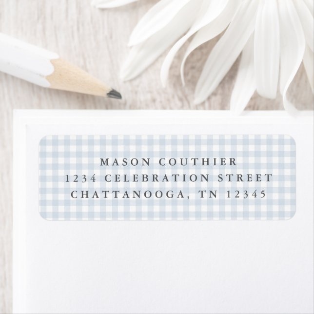 Blue Gingham Pattern Return Address (Insitu)