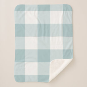 Blue Gingham Pattern Sherpa Blanket