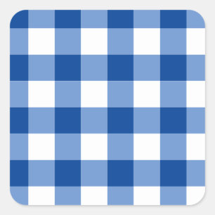 Blue gingham pattern square sticker