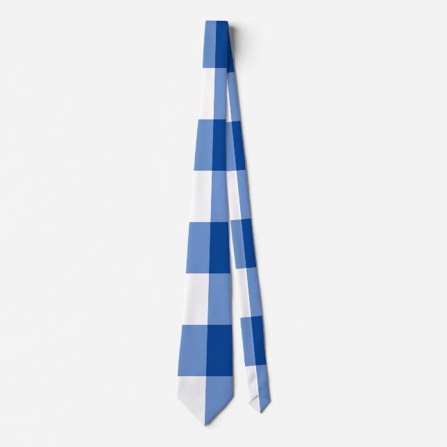Blue gingham pattern tie (Front)