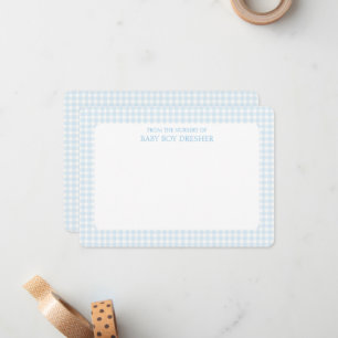 Blue Gingham Personalized  Card