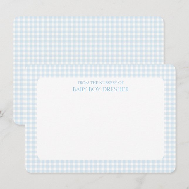 Blue Gingham Personalized  Card (Front/Back)
