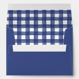 Blue Gingham Personalized Return Address Envelope