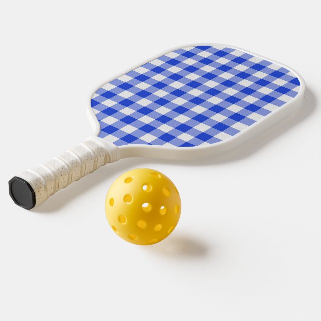 Blue Gingham Pickleball Paddle (Laydown 2)