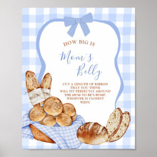 Blue Gingham Plaid Bun How Big Is Mom Belly Poster
