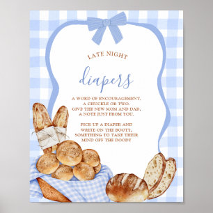 Blue Gingham Plaid Bun in the Late Diapers Poster