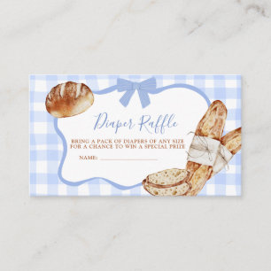 Blue Gingham Plaid Bun in the oven Diaper Raffle Enclosure Card