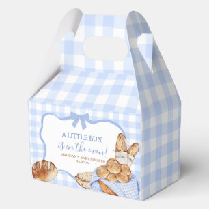 Blue Gingham Plaid Bun in the oven Favour Favor Box
