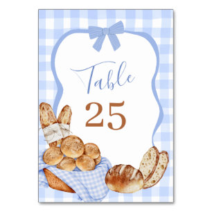 Blue Gingham Plaid Bun in the oven Table Number