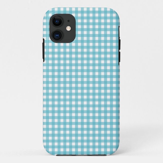 Blue gingham plaid check pattern iphone 5S case (Back)