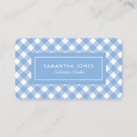 Blue Gingham Plaid Substitute Teacher Contact Info